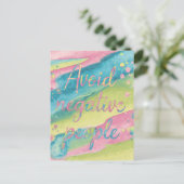 Vermeiden Sie negative Menschen Aquarell-Typografi Postkarte (Stehend Vorderseite)