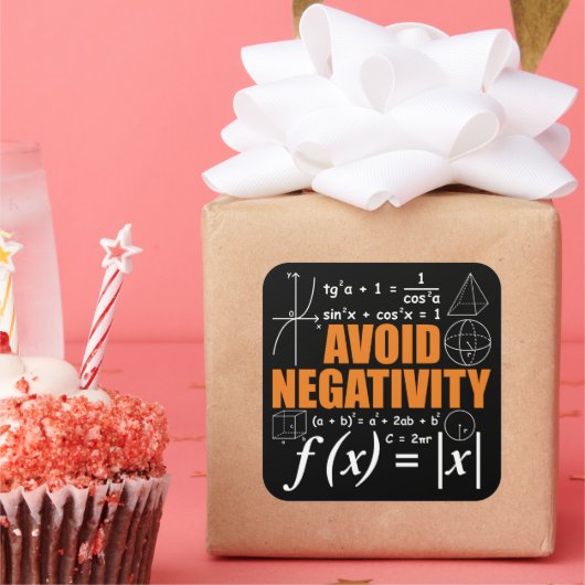 Vermeiden Sie Negativität Funny Mathematiker Lehre Quadratischer Aufkleber (Party)