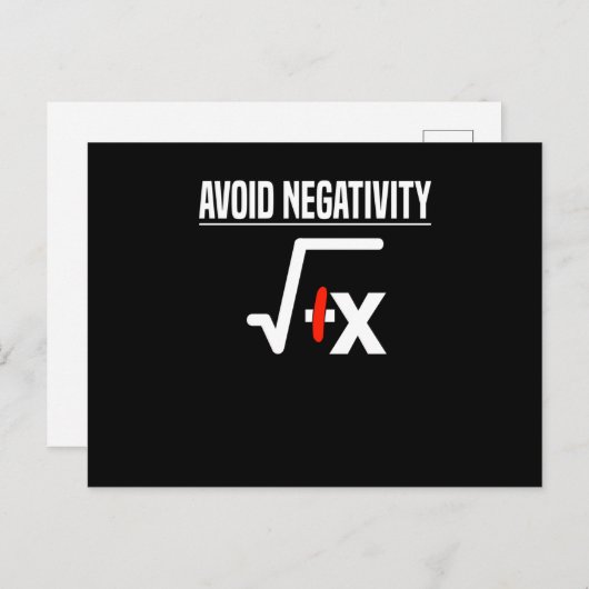 Vermeiden Sie Negativität Root Math Lehrer Sprichw Postkarte (Vorne/Hinten)