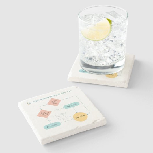 Vermeiden Sie Pläne Funny Flowchart - Introvertier Steinuntersetzer (Seitenansicht)