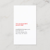 VERMIETUNG DER ROTEN Visitenkarte (Rückseite)