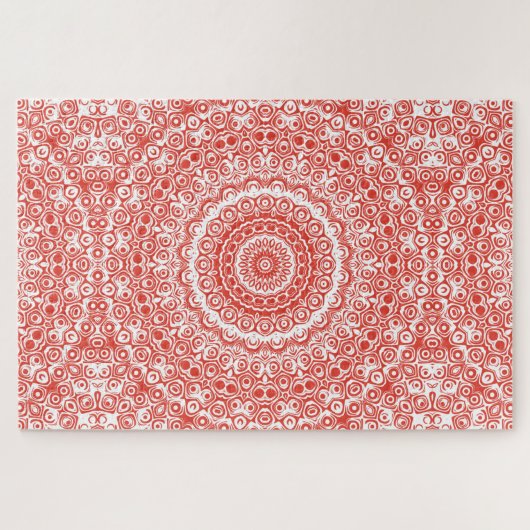 Vermilion Mandala Red Kaleidoscope Design Puzzle (Horizontal)