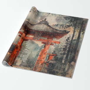 Vermilion Mountain Gate Tuschwaschung Geschenkpapier
