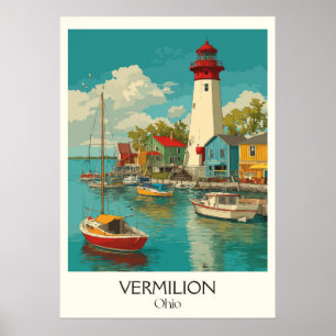 Vermilion Ohio Harbour Town Lake Erie Lighthouse Poster
