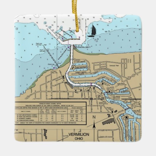 Vermilion Ohio Nautical Chart Keramikornament (Vorderseite)