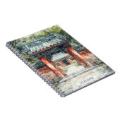 Vermilion-Tempel-Tor-Wasserfarbe-Tinte (2) Notizblock (Rechte Seite)