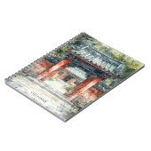 Vermilion-Tempel-Tor-Wasserfarbe-Tinte (2) Notizblock (Linke Seite)