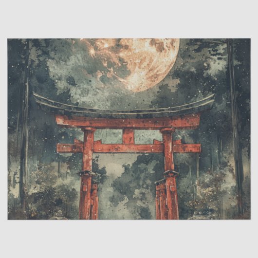 Vermilion Tempel-Tor-Wasserfarbe-Tinte (2) Seidenpapier (Vorderseite)