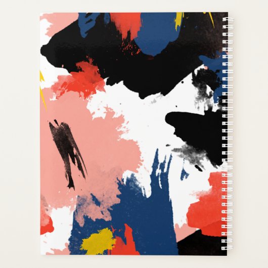 Vermillion Black & Navy - Abstrakte Wasserfarbe Planer (Rückseite)