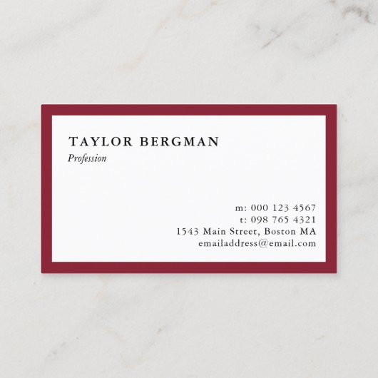 Vermillion Border Your Logo Minimalistisch Visitenkarte (Rückseite)