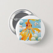 Vermillion Goldfish in Pastelblase Wasser Button (Vorne & Hinten)