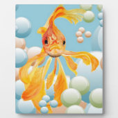 Vermillion Goldfish in Pastelblase Wasser Fotoplatte (Vorderseite)