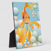 Vermillion Goldfish in Pastelblase Wasser Fotoplatte (Seite)