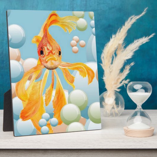 Vermillion Goldfish in Pastelblase Wasser Fotoplatte (Seite)