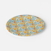 Vermillion Goldfish in Pastelblase Wasser Pappteller (Schrägansicht)