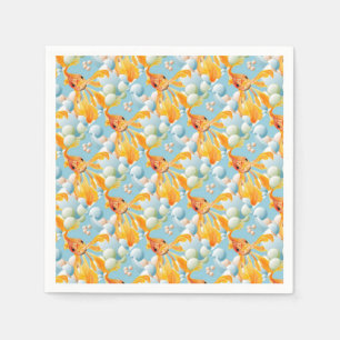 Vermillion Goldfish in Pastelblase Wasser Serviette