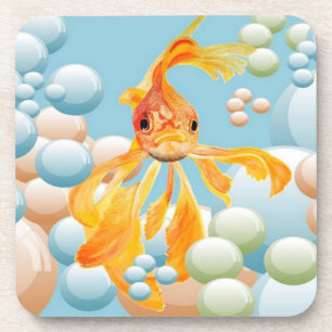 Vermillion Goldfish in Pastelblase Wasser Untersetzer
