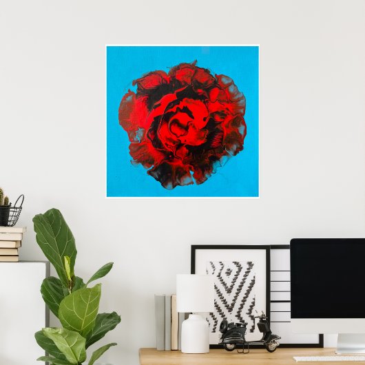 Vermillion Rose Abstrakte Leinwand Kunst - Bold Re Poster (Heimbüro)