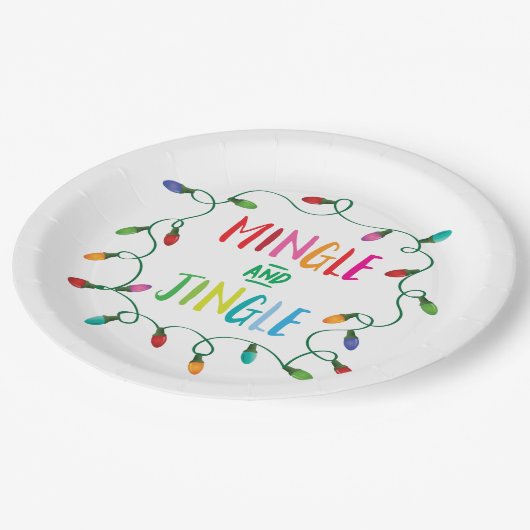 Vermischen Sie und Jingle Weihnachtslichter Pappteller (Schrägansicht)