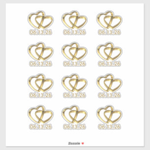 Vermischte Herzförmige Goldene Hochzeitsringe Aufkleber