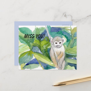 Vermisse dich Affe Dschungel Tier Baum Blätter Ran Postkarte