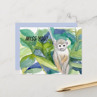 Vermisse dich Affe Dschungel Tier Baum Blätter Ran Postkarte