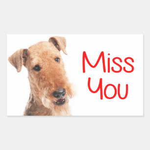 Vermisse dich Airedale Terrier Welpe Hund Aufklebe Rechteckiger Aufkleber
