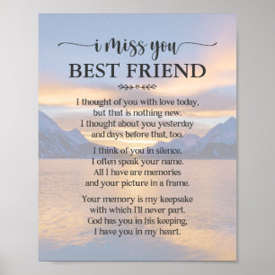 Vermisse Dich Bester Freund Gedichtposter Poster