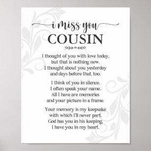 Vermisse Dich Cousin Gedicht Poster