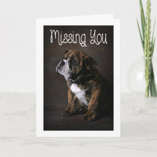 Vermisse Dich English Bulldog Grußkarte - Gedicht Karte