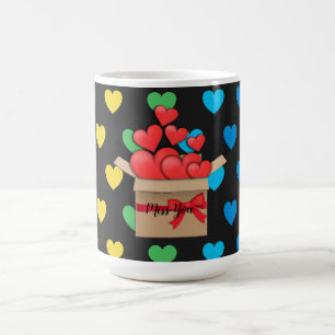 Vermisse dich, farbenfrohes Herzdesign Kaffeetasse