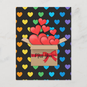 Vermisse dich, farbenfrohes Herzdesign Postkarte