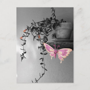 Vermisse dich Farbspritzer Schmetterling Stilllebe Postkarte