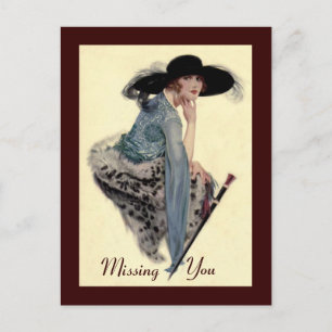 Vermisse dich Twenties Glamour Postkarte