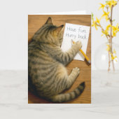 Vermisse getigerte Katze mit Notiz Karte (Gelbe Blume)