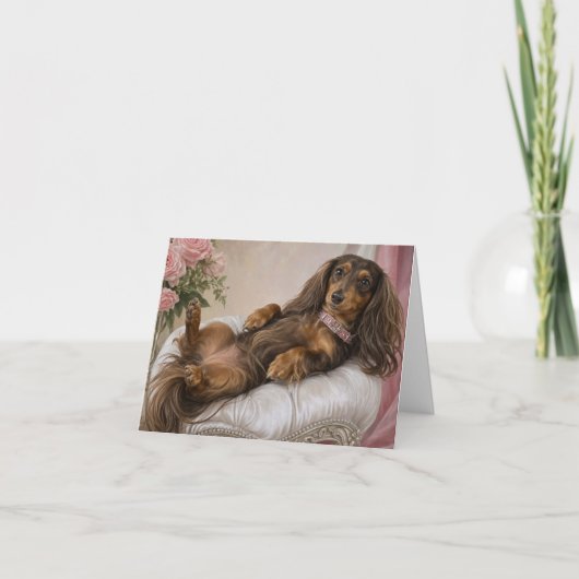 Vermisse Langhaar-Dachshund Karte (Vorderseite)