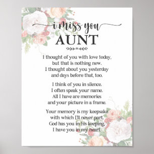 Vermisse Tante Gedichtposter Poster