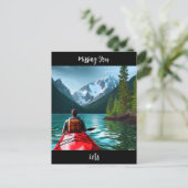 Vermisst | Behalt in Touch Kayaking Themed Postkarte (Stehend Vorderseite)