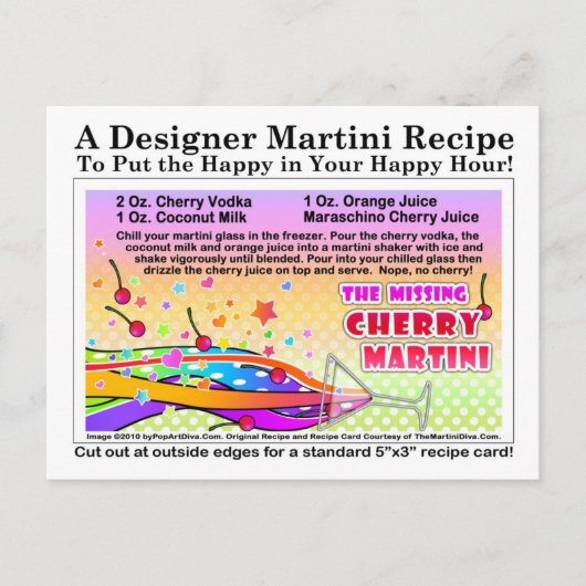Vermisst Cherry Martini Rezept Postkarte (Vorderseite)