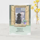 Vermisst, dass man den schwarzen Labradoodle-Hund Karte (Gelbe Blume)