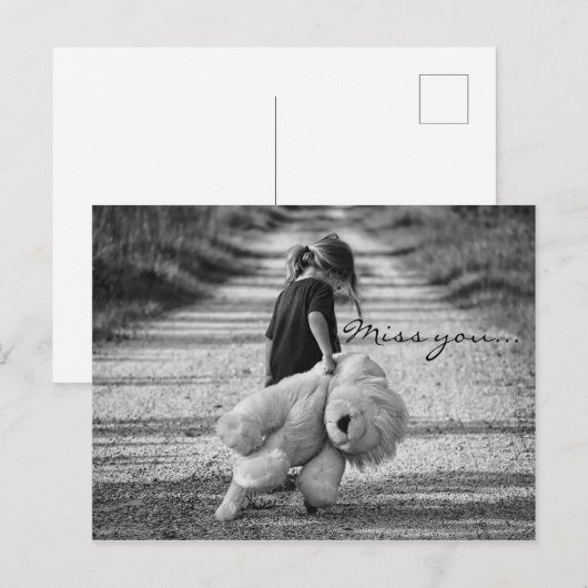 Vermisst, du Teddybär Postkarte (Vorne/Hinten)