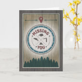 Vermisst im Lager, rustikale Holzgrafik Karte (Gelbe Blume)