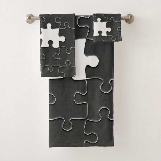 Vermisst Jigsaw Puzzle Piece schwarz Badhandtuch Set (Insitu)