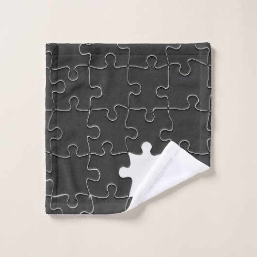 Vermisst Jigsaw Puzzle Piece schwarz Badhandtuch Set (Waschlappen)