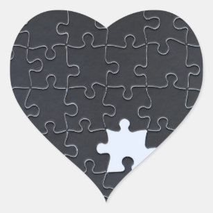 Vermisst Jigsaw Puzzle Piece schwarz Herz-Aufkleber
