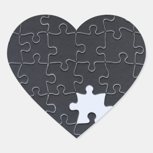 Vermisst Jigsaw Puzzle Piece schwarz Herz-Aufkleber (Vorderseite)