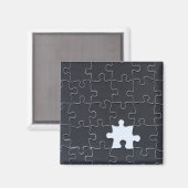 Vermisst Jigsaw Puzzle Piece schwarz Magnet (Vorderseite/Rückseite)