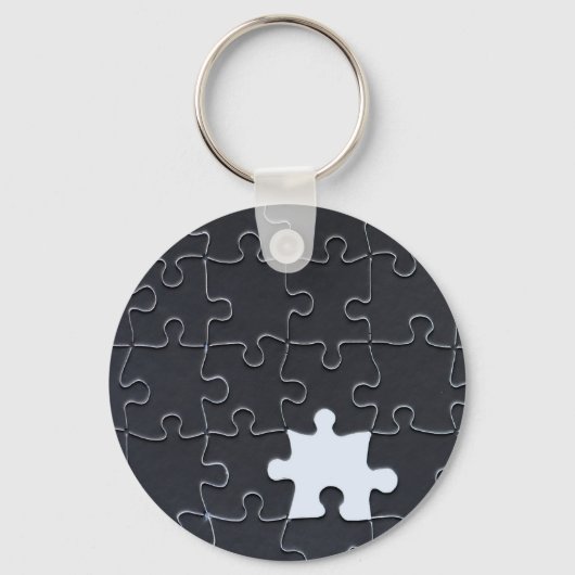 Vermisst Jigsaw Puzzle Piece schwarz Schlüsselanhänger (Vorderseite)