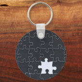 Vermisst Jigsaw Puzzle Piece schwarz Schlüsselanhänger (Vorderseite)
