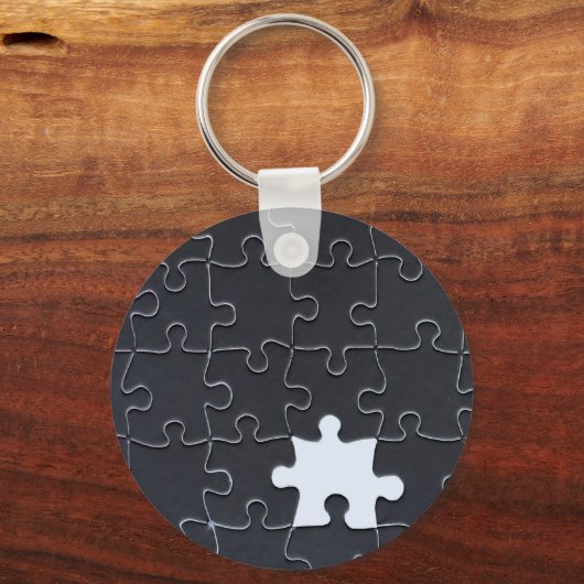 Vermisst Jigsaw Puzzle Piece schwarz Schlüsselanhänger (Vorderseite)